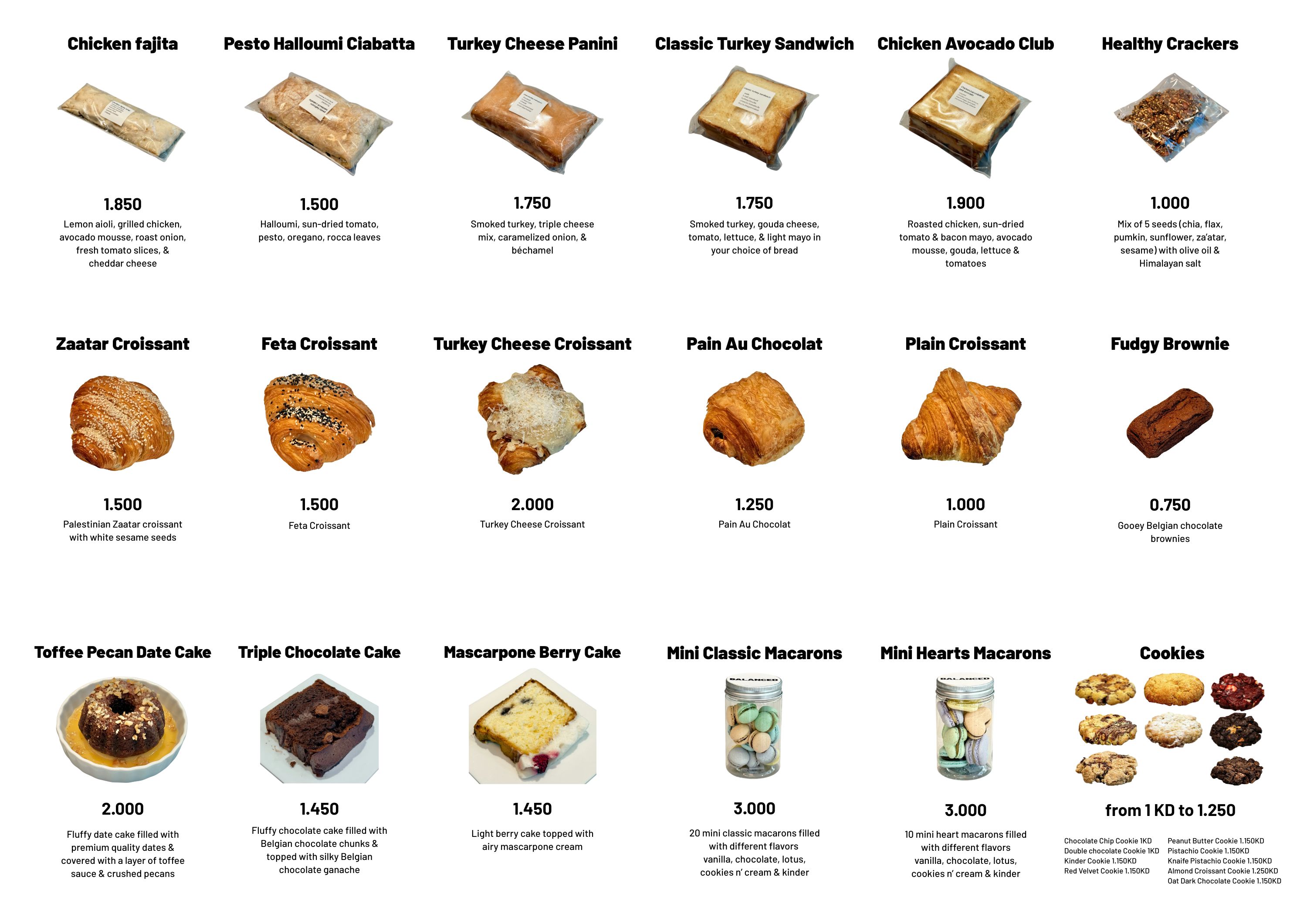 Balanced Cafe Food Menu